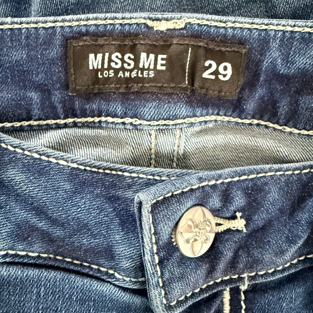 MISS ME bootcut jeans mid rise embroidered sequins embellished jeweled denim - Picture 8 of 9